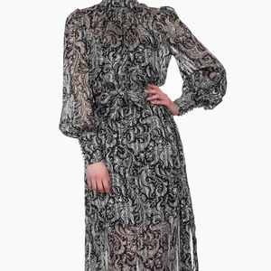 Zimmermann Ninety-Six High Neck Dress in Black.